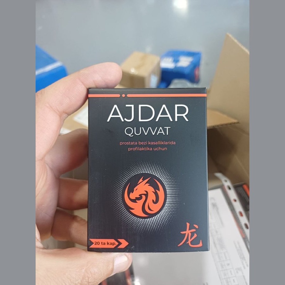 Ajdar Quvvat qora qutisi va blisterdagi kapsulalar
