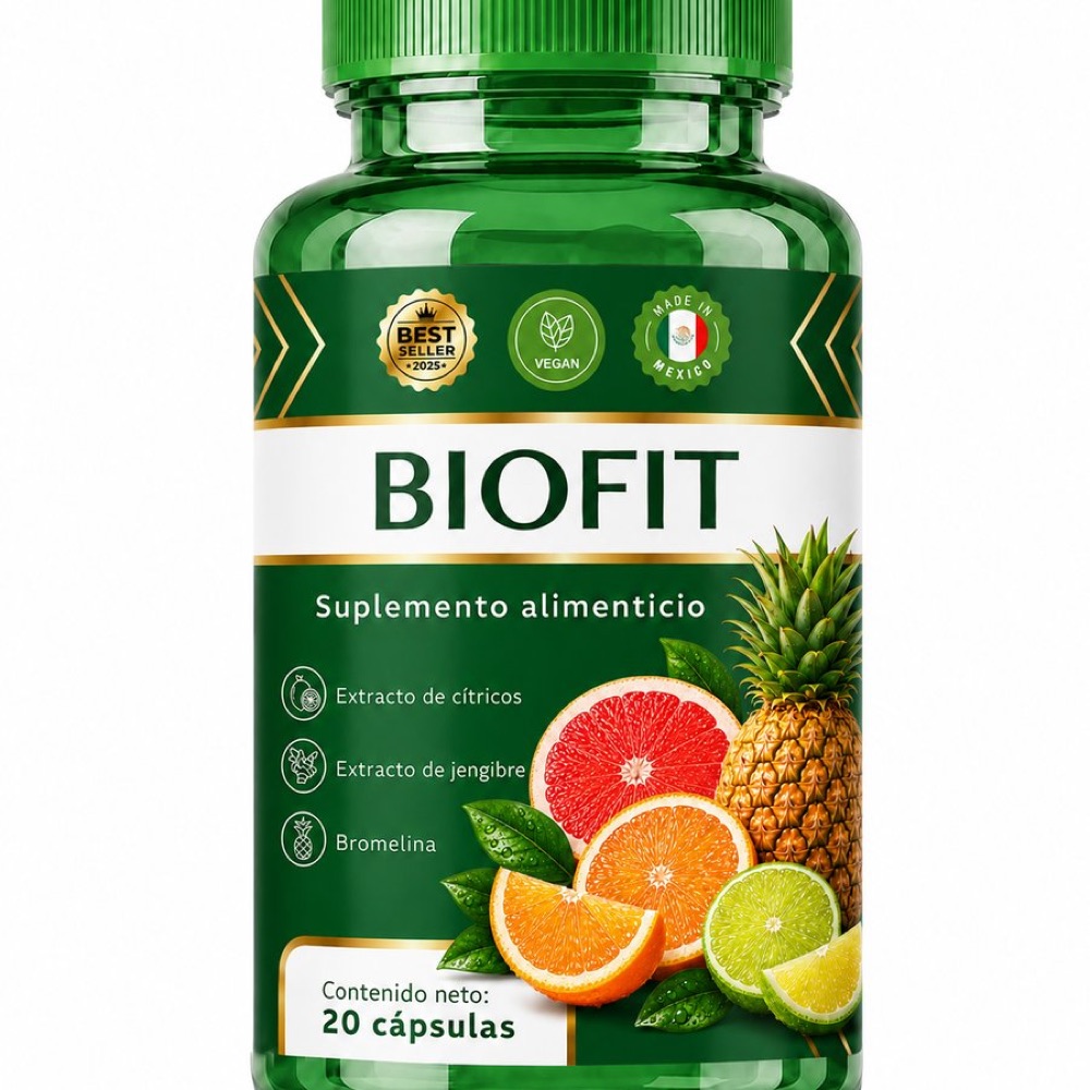 Frasco de BioFit con 20 cápsulas