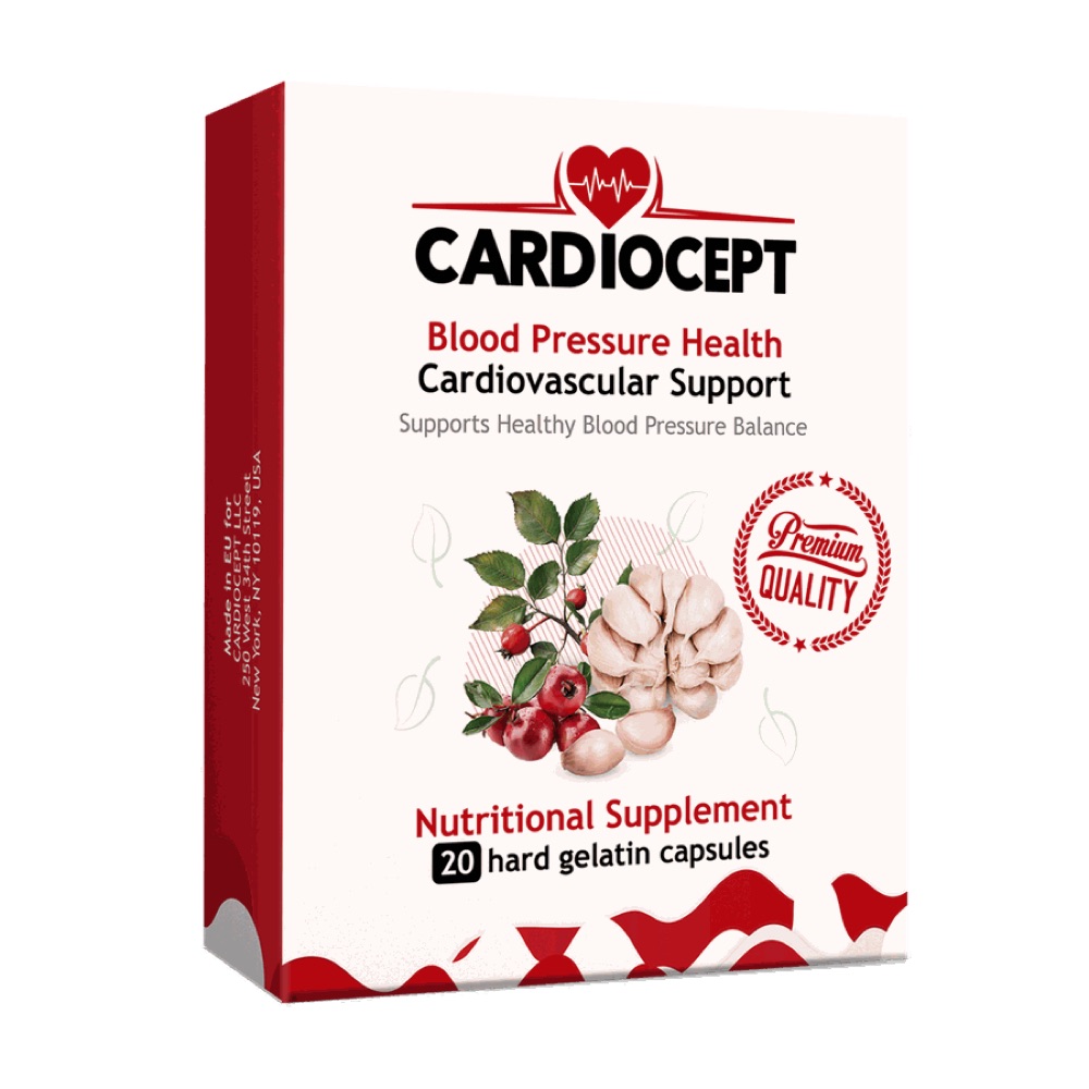 Red and white Cardiocept box with hawthorn