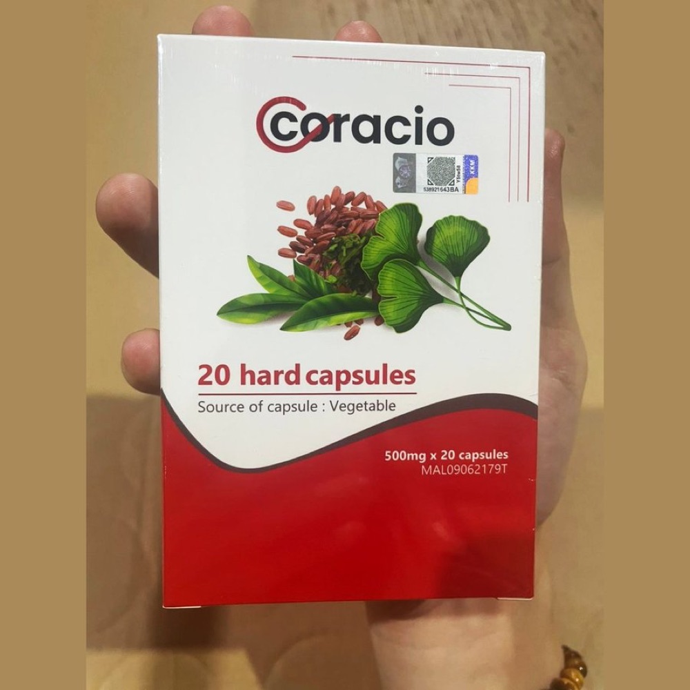 Kotak putih-merah Coracio, 20 kapsul