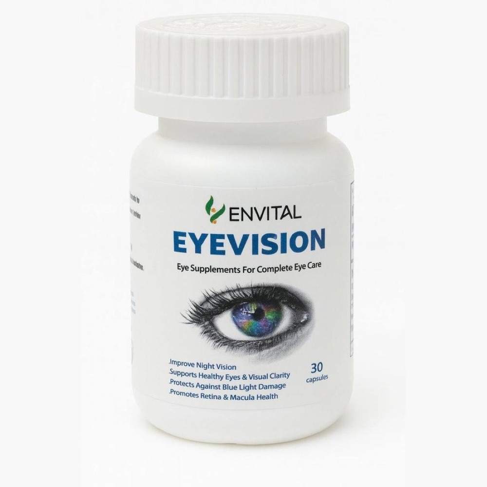 White Envital Eyevision bottle with an eye, 30 capsules