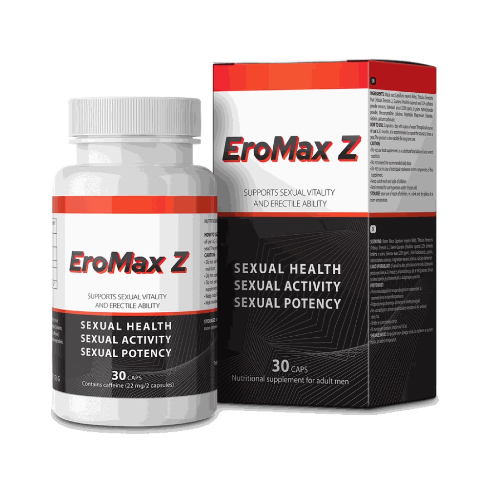 EroMax Z-ის შავი ქილა და თეთრ-წითელი კოლოფი