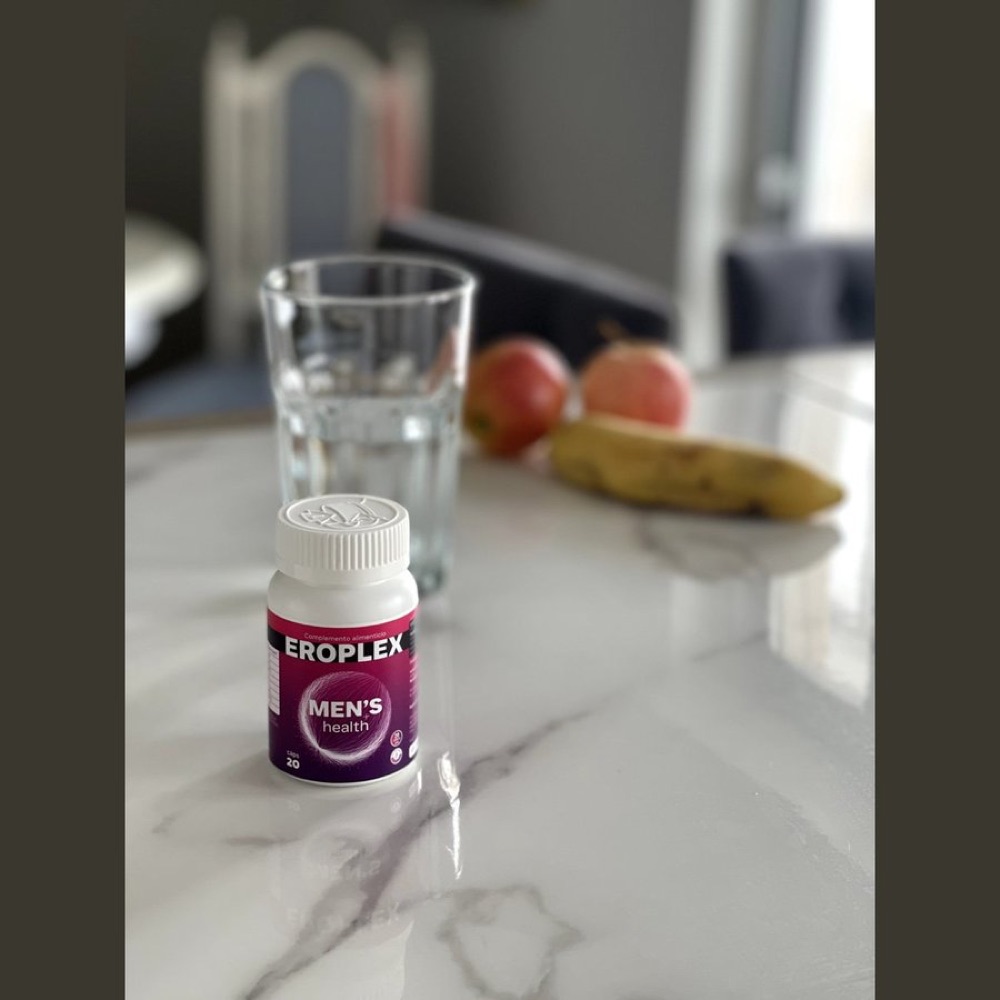 Frasco blanco y morado de Eroplex Men's Health
