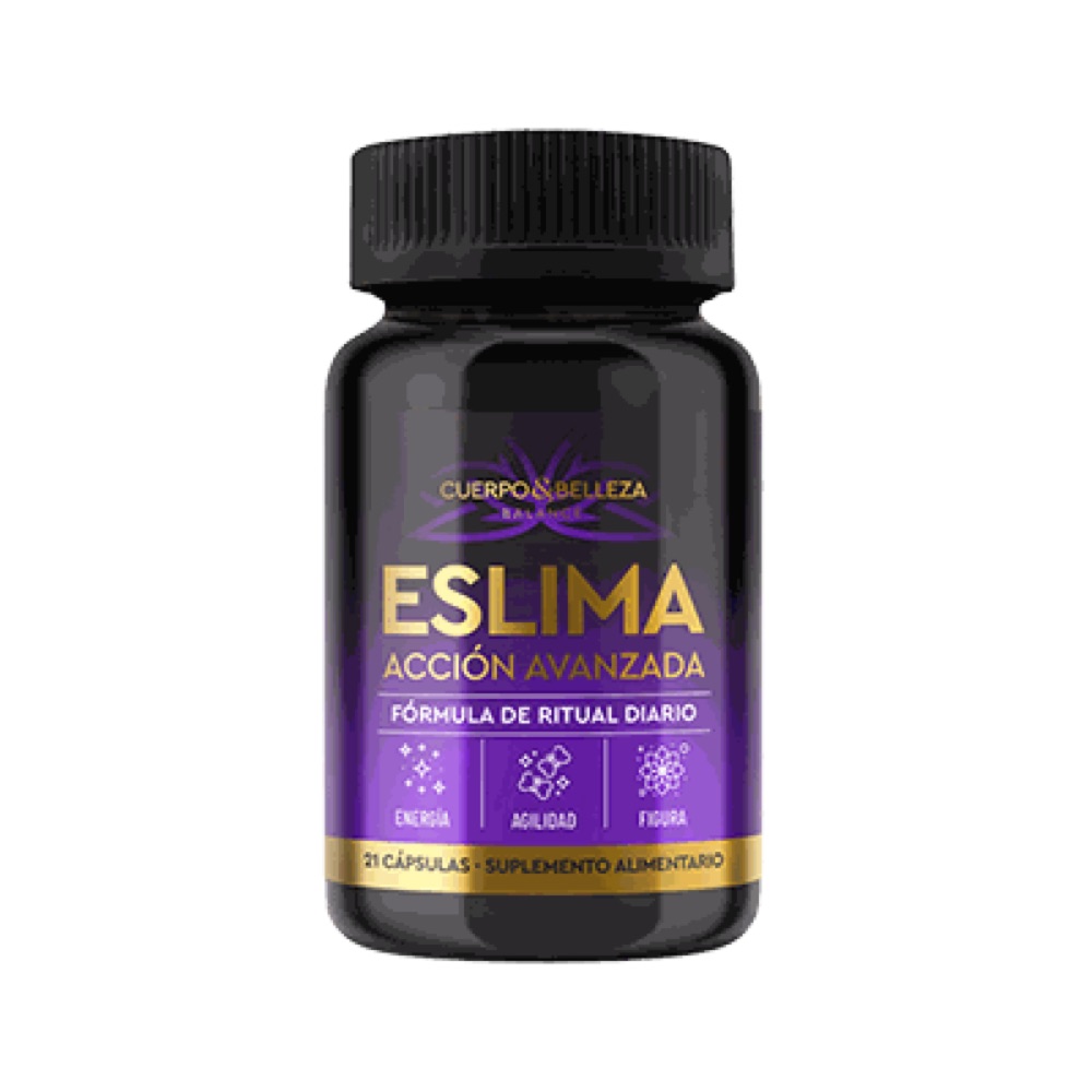 Frasco negro y morado de Eslima Acción Avanzada