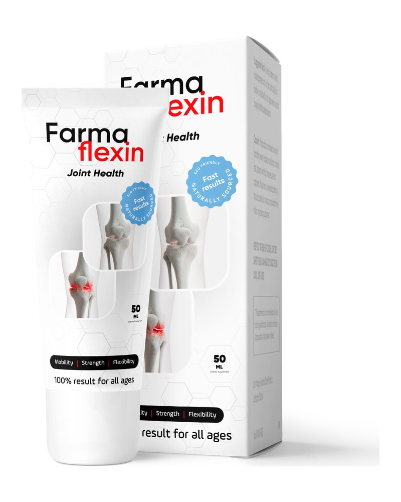 Tube und Faltschachtel von Farma Flexin, Massagegel, 50 ml