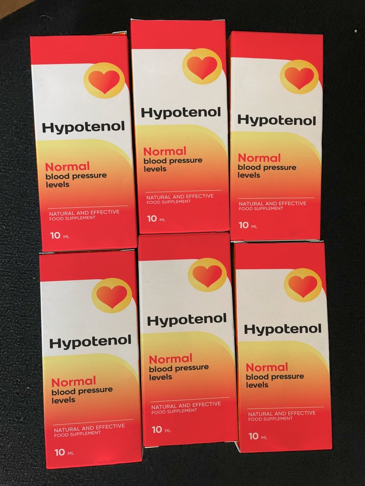 Κόκκινο-κίτρινο κουτί και φιαλίδιο Hypotenol, 10 ml