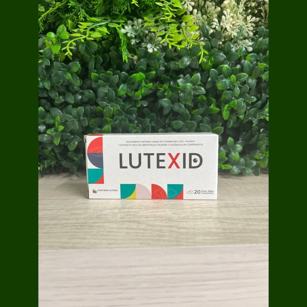 Caja de Lutexid con blíster de comprimidos blancos