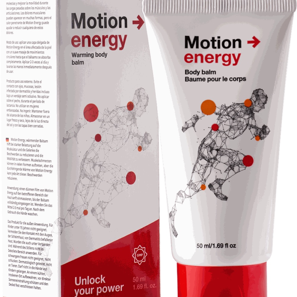Frasco rojo y blanco del gel Motion Energy