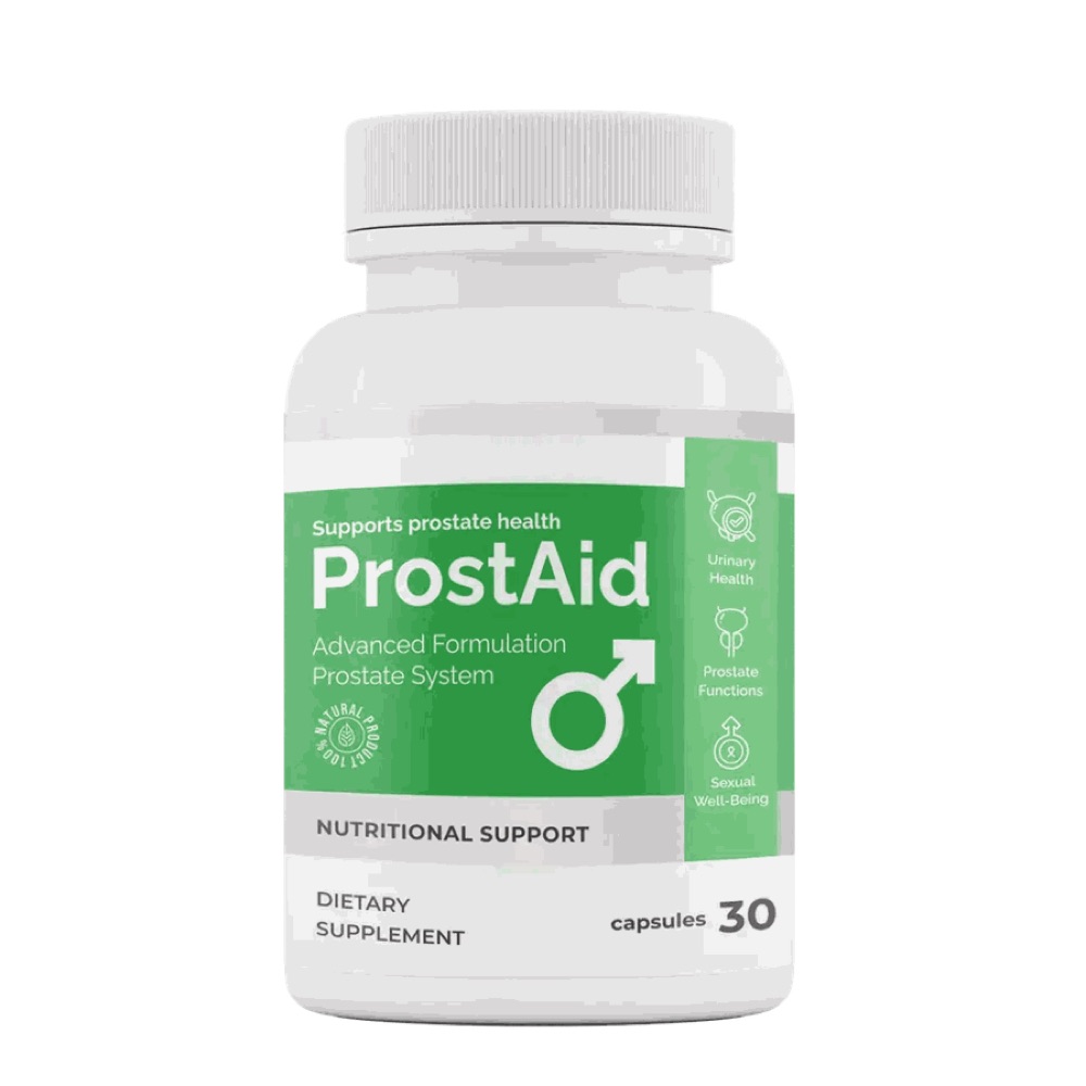 ProstAid bottle with green label