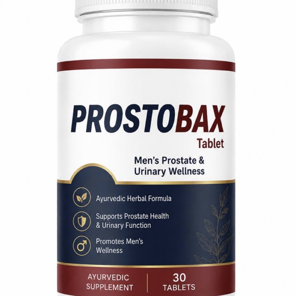 White Prostobax bottle with maroon and navy label, 30 tablets