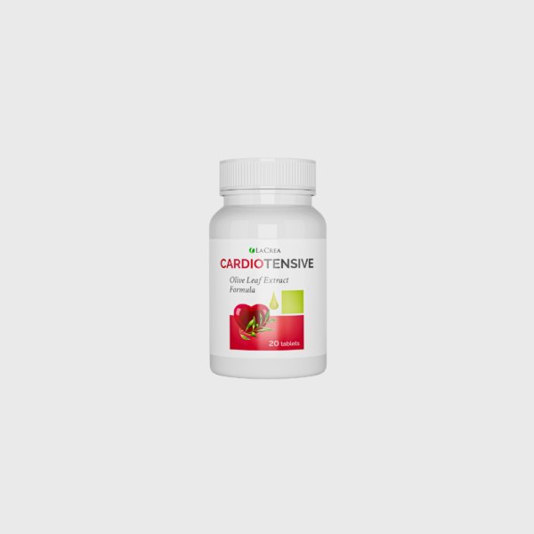 Бяла бутилка Cardiotensive с червен етикет, 20 таблетки