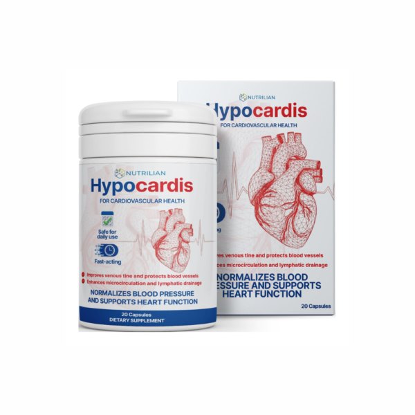 Hypocardis von Nutrilian: weiße Dose und Schachtel, 20 Kapseln