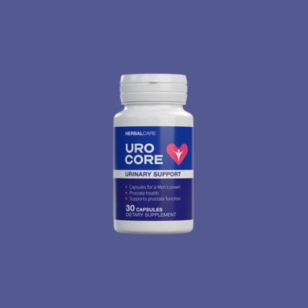 Bote blanco y azul de Urocore Herbalcare, 30 cápsulas