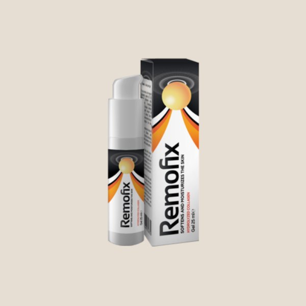 Remofix, bočica gela s pumpicom 25 ml i crno-narančasta kutija