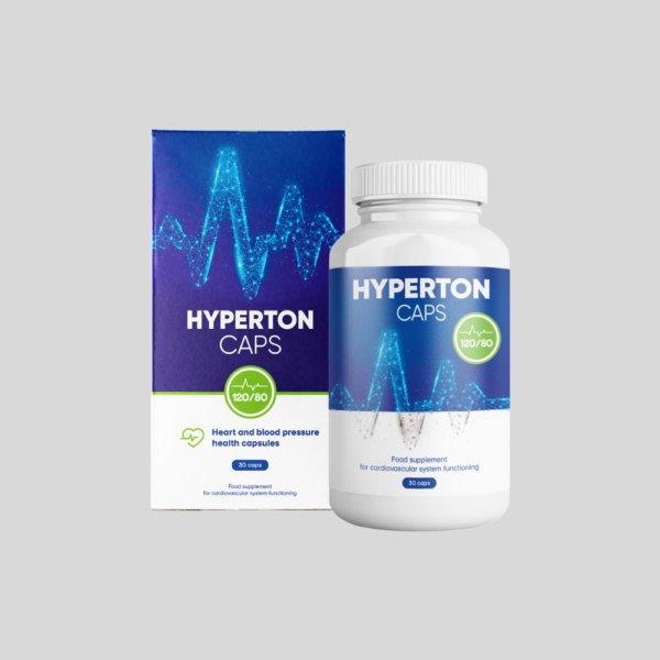 Kék-fehér Hyperton Caps doboz és flakon, 30 kapszula