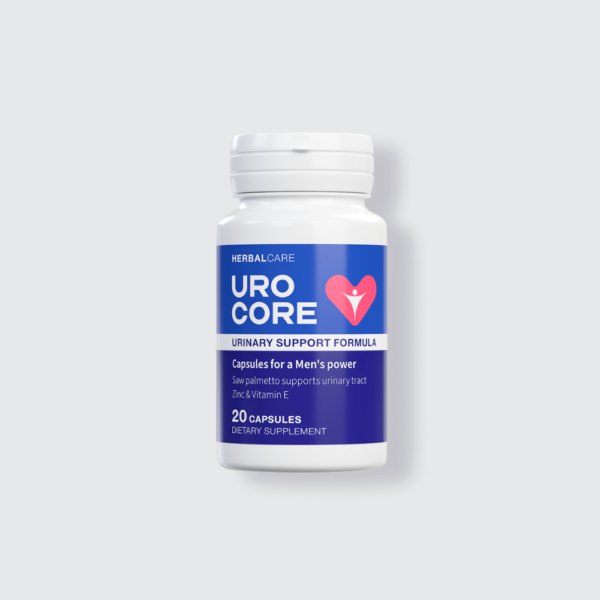 Flacone bianco e blu di Urocore Herbalcare, 20 capsule