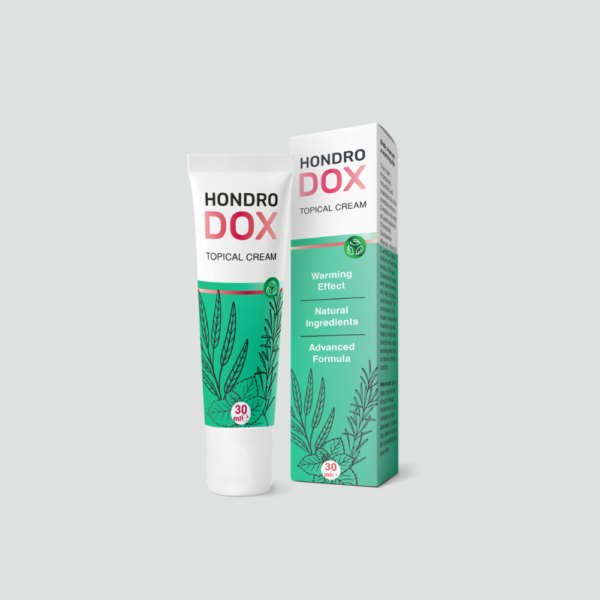 Bisnaga e caixa verde de HondroDox, creme de 30 ml