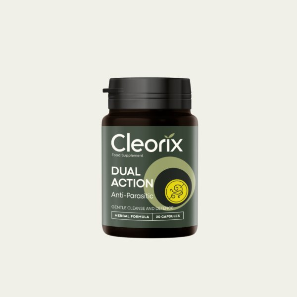 Flacon închis la culoare Cleorix, 20 de capsule