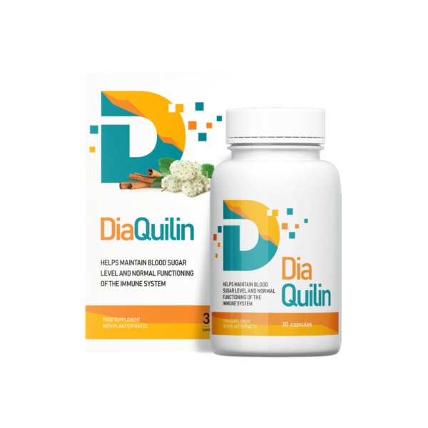 Flacon alb DiaQuilin și cutia, 30 de capsule