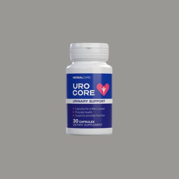 Urocore, bela plastenka z modro etiketo in 30 kapsulami