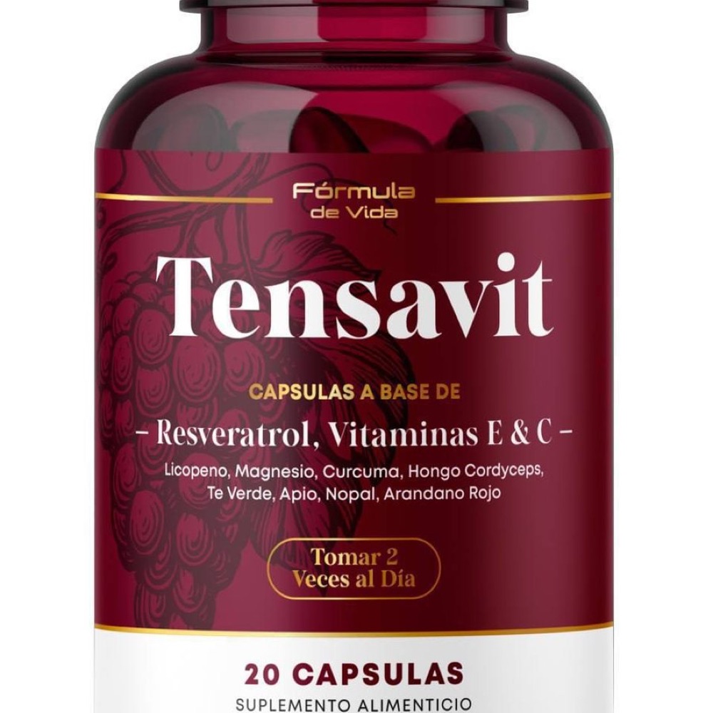 Frasco de Tensavit con 20 cápsulas
