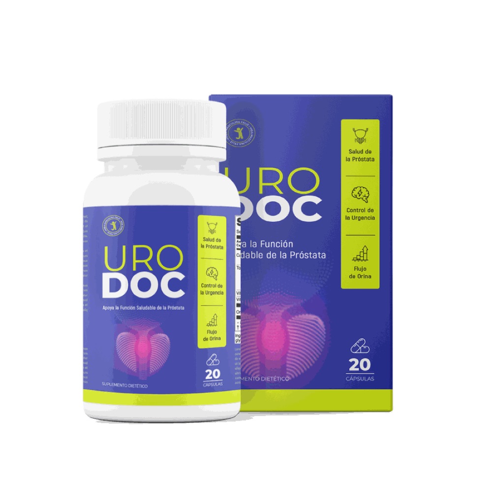 Caja de Urodoc en azul y verde con su frasco