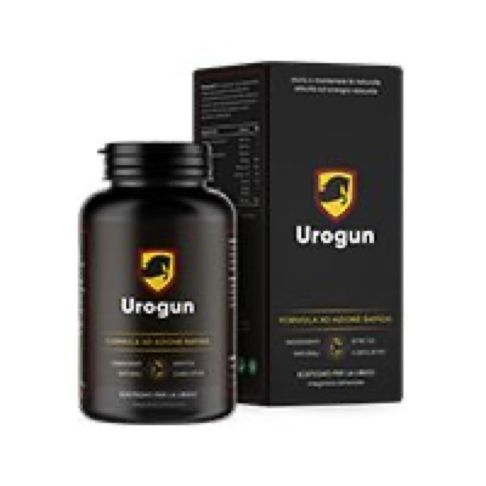 Schwarze Urogun-Dose mit Faltschachtel
