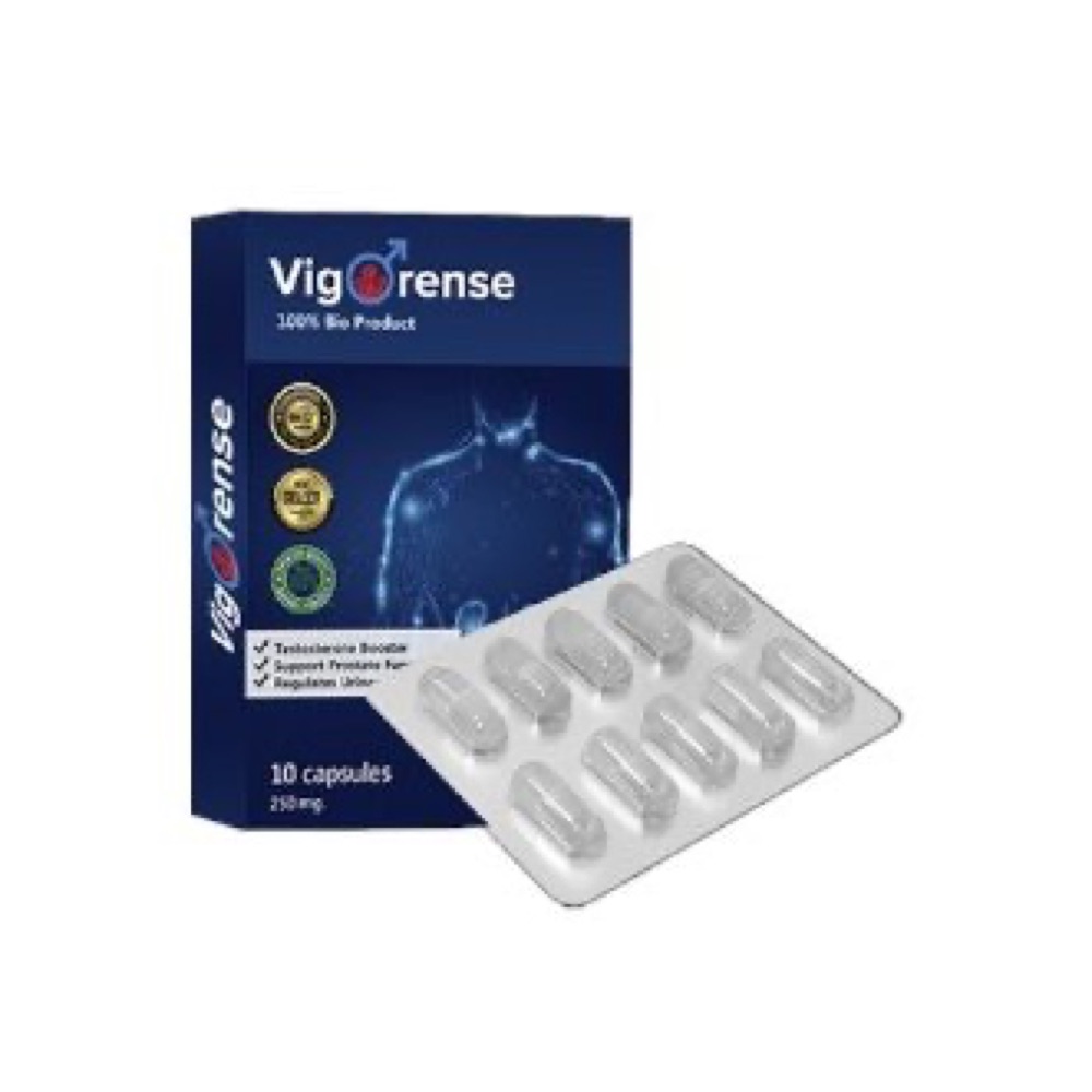 Dark blue Vigorense box with blister strip