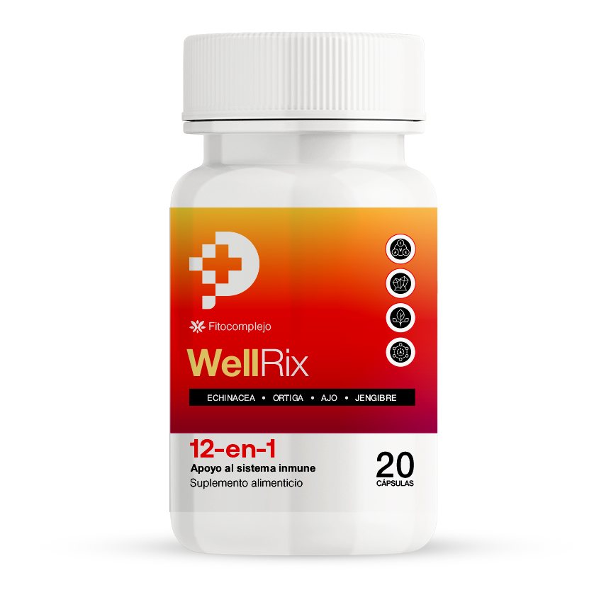 Frasco de Wellrix, fitocomplejo 12 en 1, 20 cápsulas